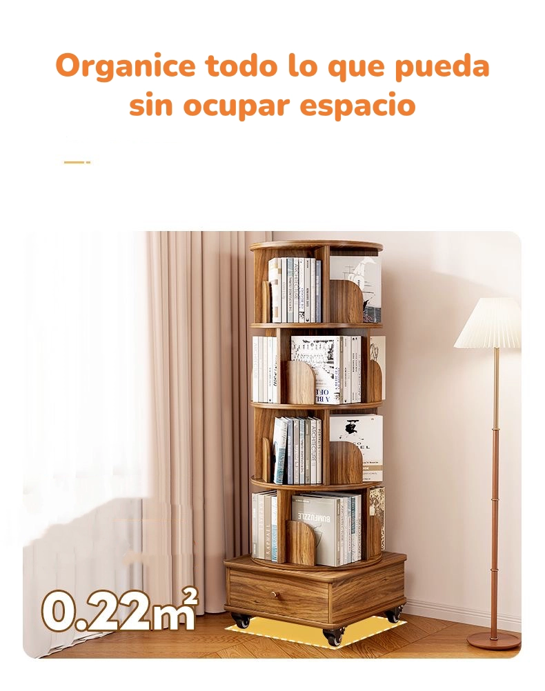 BIBLIOTECA GIRATORIA 360 LIBRERO ORGANIZADOR CON CAJON 173CM - 7