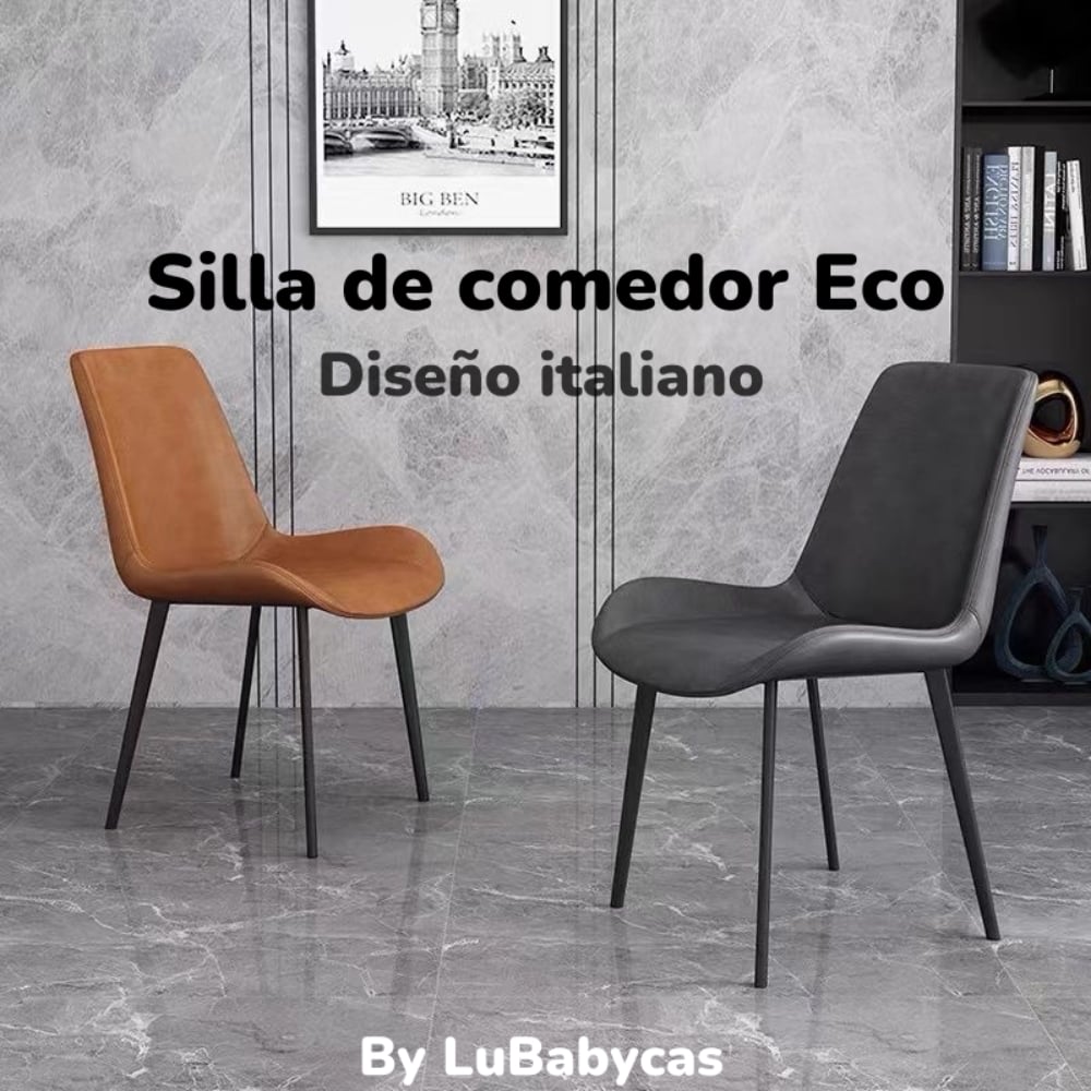SET 4 SILLAS DE COMEDOR CUERO PU ESTILO ITALIANO LUBABYCAS - 2