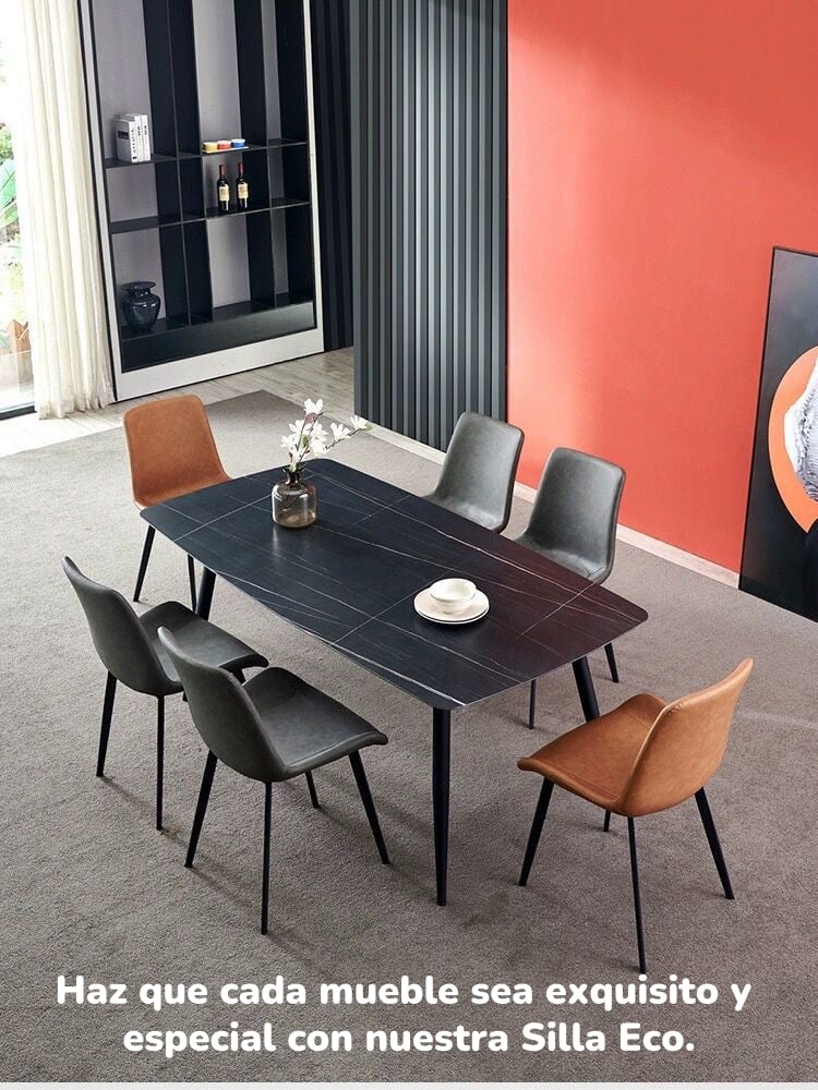 SET 4 SILLAS DE COMEDOR CUERO PU ESTILO ITALIANO LUBABYCAS - 3