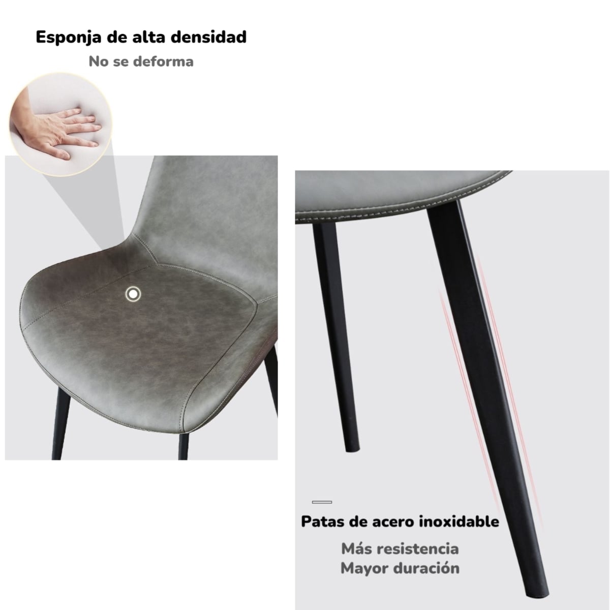 SET 4 SILLAS DE COMEDOR CUERO PU ESTILO ITALIANO LUBABYCAS - 6