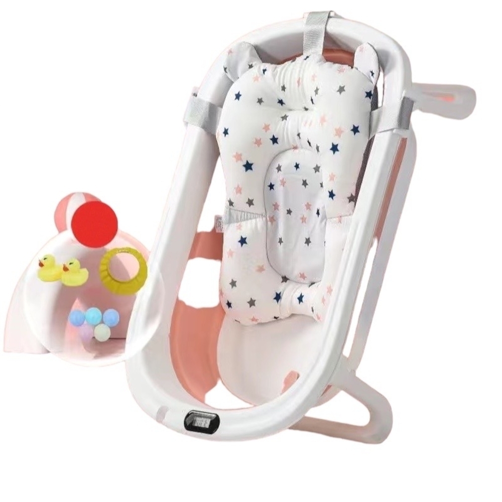 BAÑERA PLEGABLE CON TERMÓMETRO MÁS ACCESORIOS ROSADA LUBABYCAS - 1