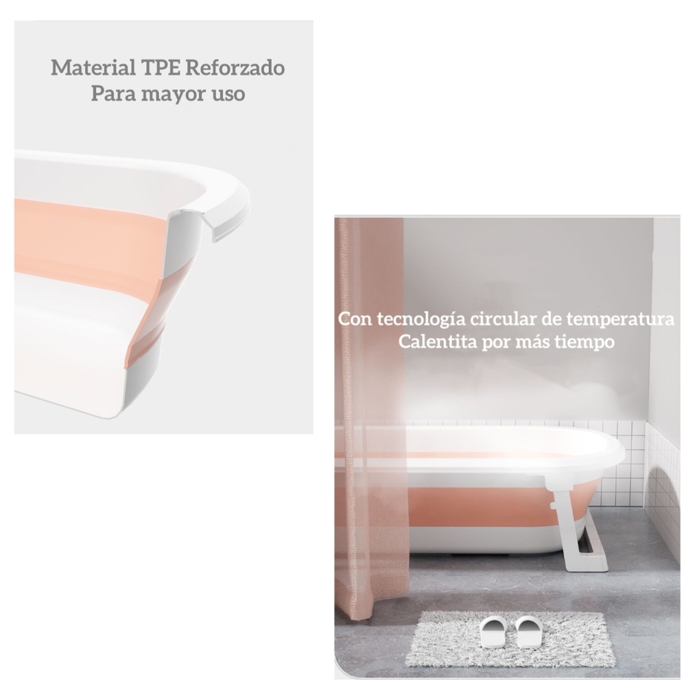 BAÑERA PLEGABLE CON TERMÓMETRO MÁS ACCESORIOS ROSADA LUBABYCAS - 2