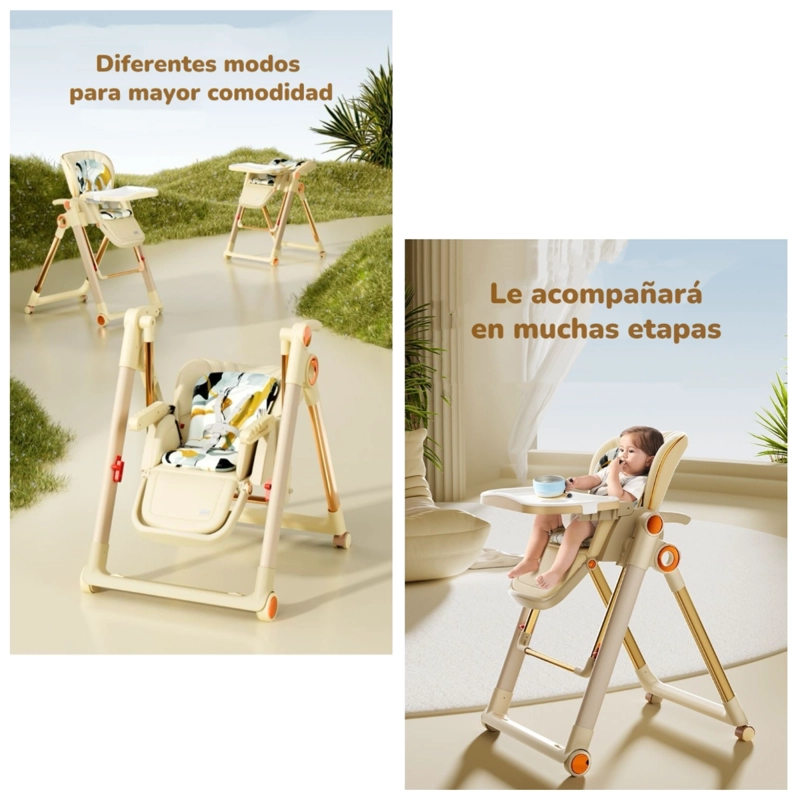 SILLA DE COMER COLUMPIO 2 EN 1 CON PROTECTOR CREMA LUBABYCAS - 3