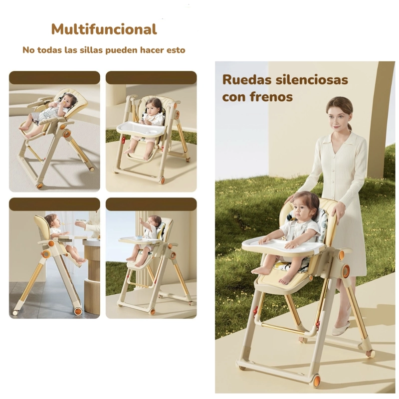 SILLA DE COMER COLUMPIO 2 EN 1 CON PROTECTOR CREMA LUBABYCAS - 5
