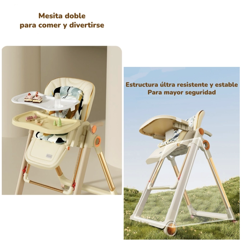 SILLA DE COMER COLUMPIO 2 EN 1 CON PROTECTOR CREMA LUBABYCAS - 6