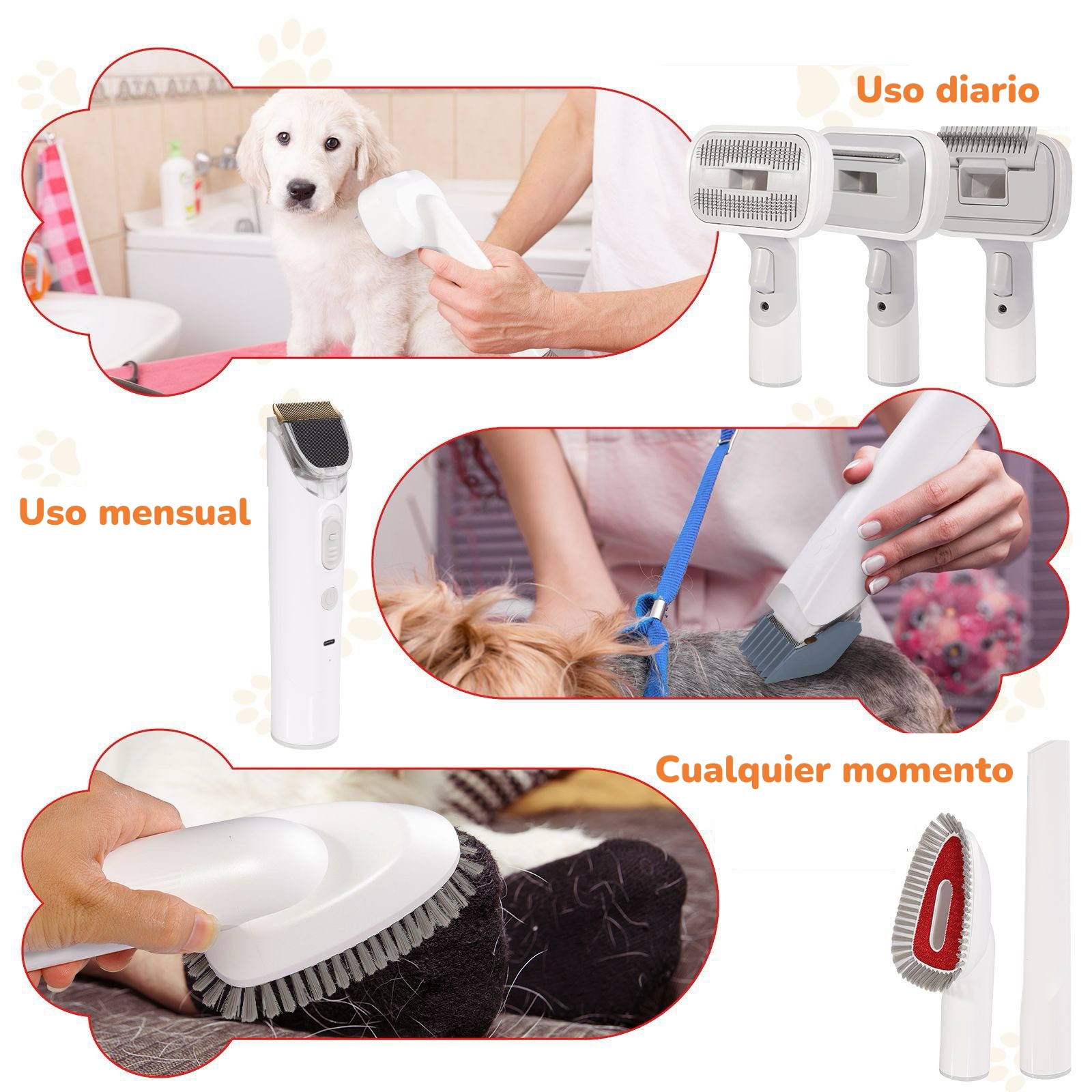 KIT ASEO ASPIRADORA CORTAPELOS PROFESIONAL 2 EN 1 MASCOTAS - 9