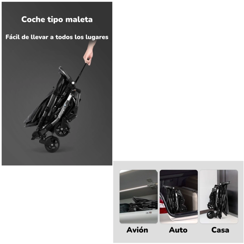 COCHE DE PASEO REVERSIBLE 4 RUEDAS 360°SPACE NEGRO LUBABYCAS - 4