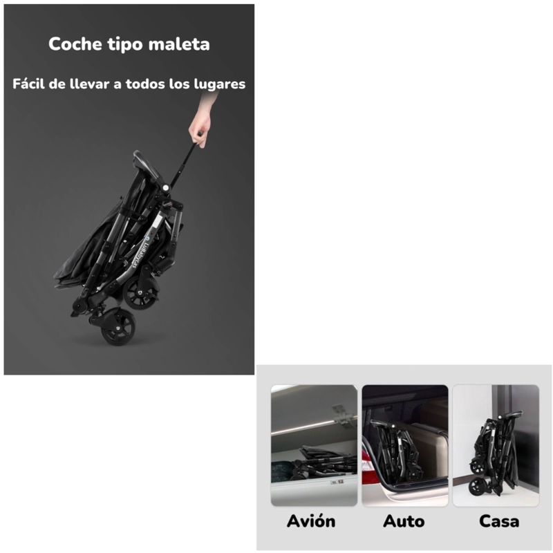 COCHE DE PASEO REVERSIBLE 4 RUEDAS 360°SPACE PINK LUBABYCAS - 4
