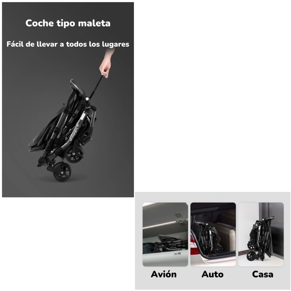 COCHE DE PASEO REVERSIBLE 4 RUEDAS 360°SPACE PINK LUBABYCAS - 4