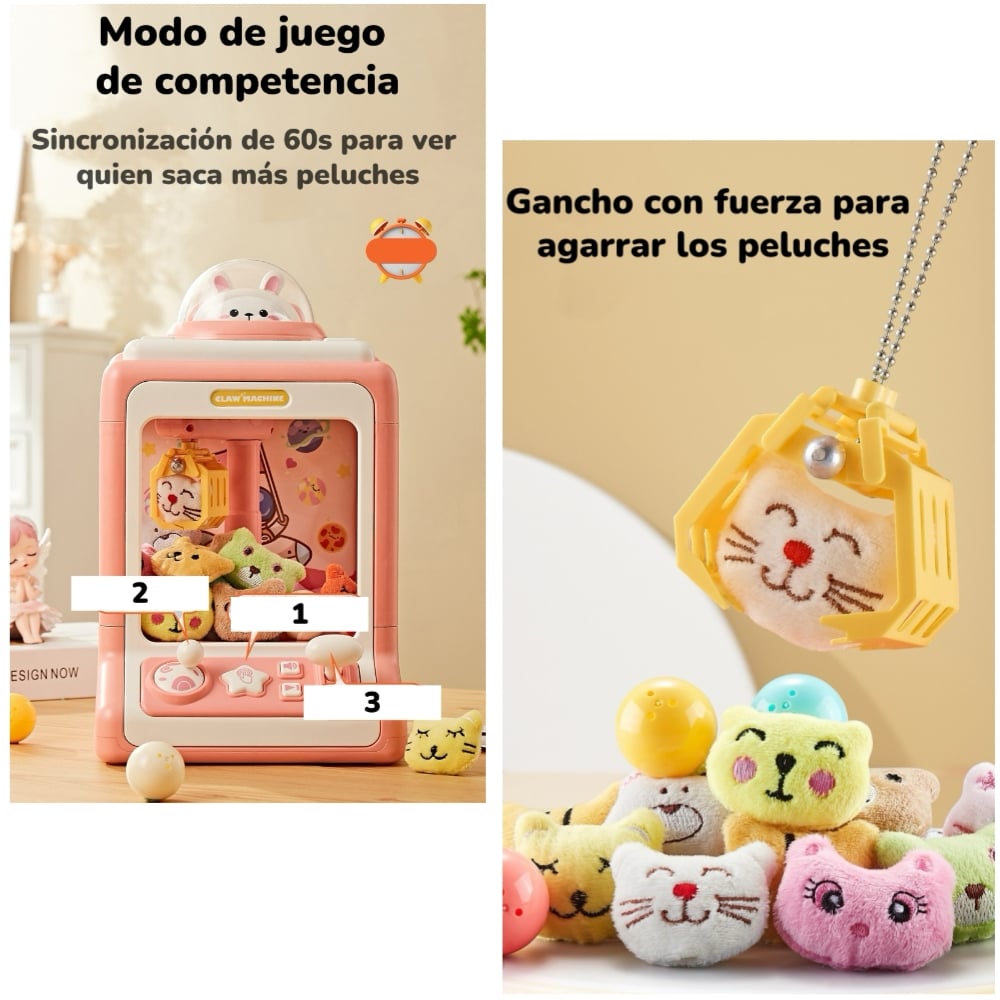 JUEGO MINI MAQUINA DE PELUCHES NIÑOS ROSADA BY LUBABYCAS - 5