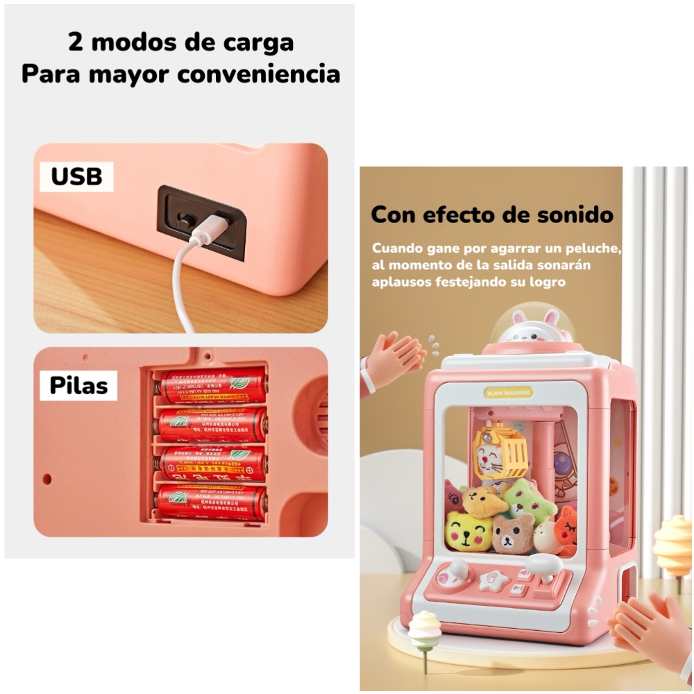 JUEGO MINI MAQUINA DE PELUCHES NIÑOS ROSADA BY LUBABYCAS - 7