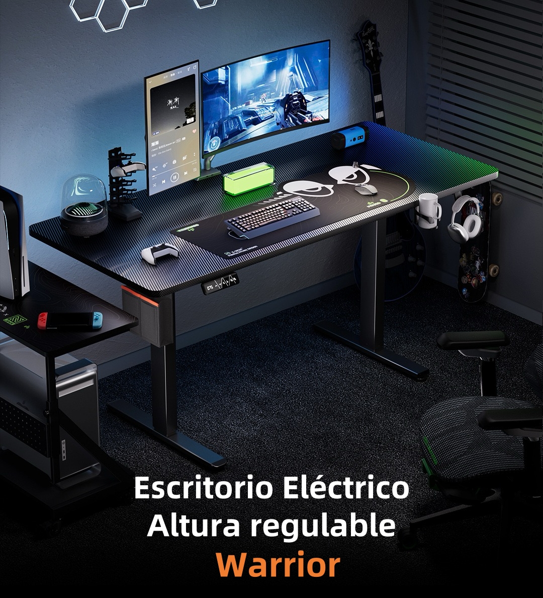 ESCRITORIO ELE CTRICO REGULABLE WARRIOR 140CM LUBABYCAS - 2