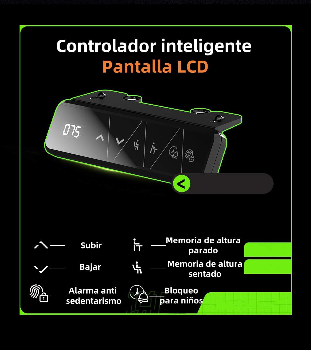 ESCRITORIO ELE CTRICO REGULABLE WARRIOR 140CM LUBABYCAS - 5
