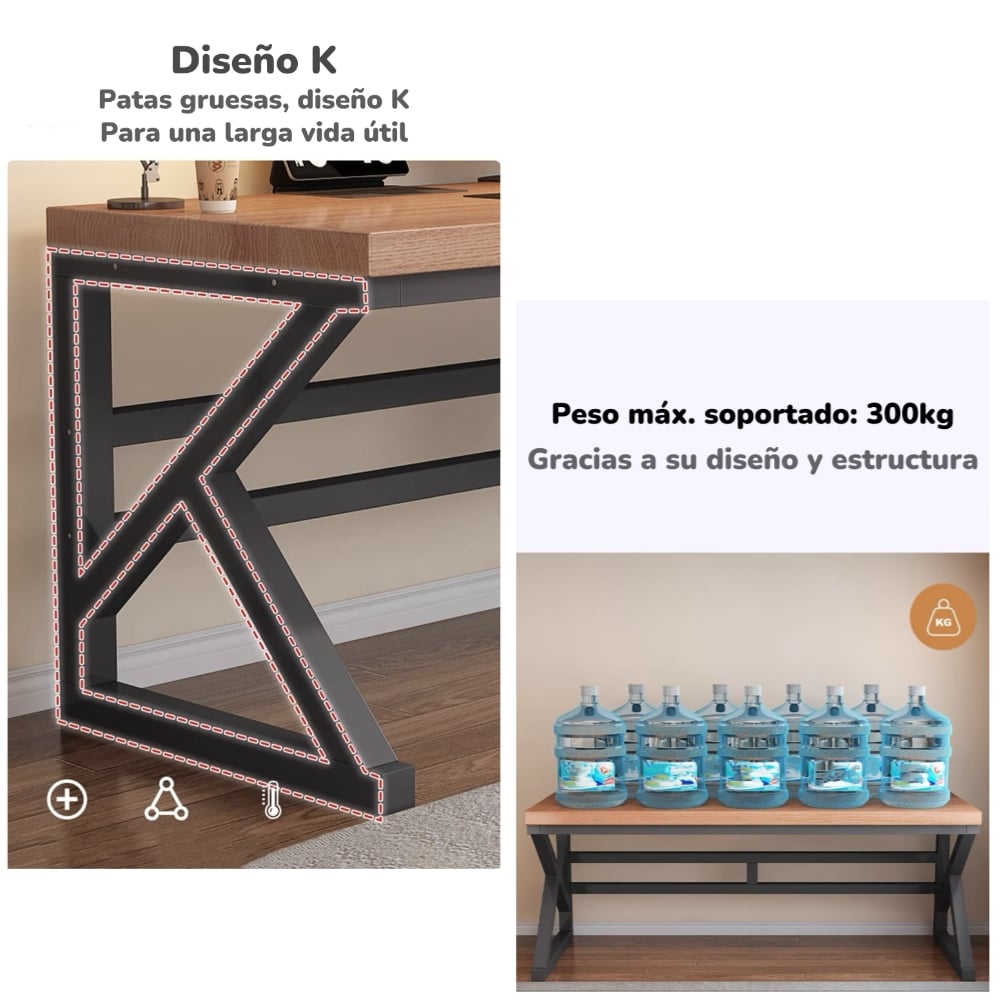 ESCRITORIO DE MADERA DISEÑO K SNOW 140CM LUBABYCAS - 5