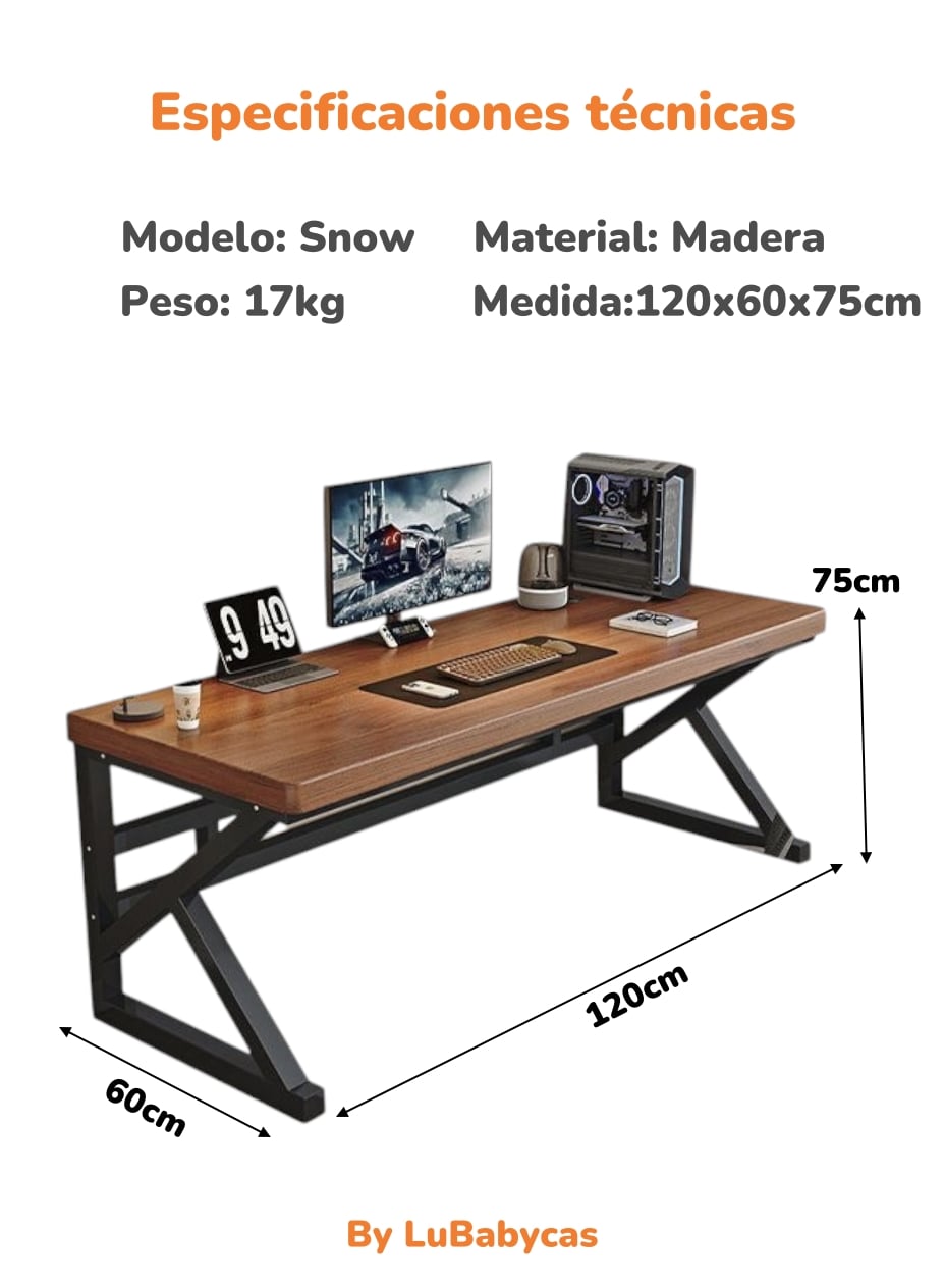 ESCRITORIO DE MADERA DISEÑO K SNOW 120CM LUBABYCAS - 3