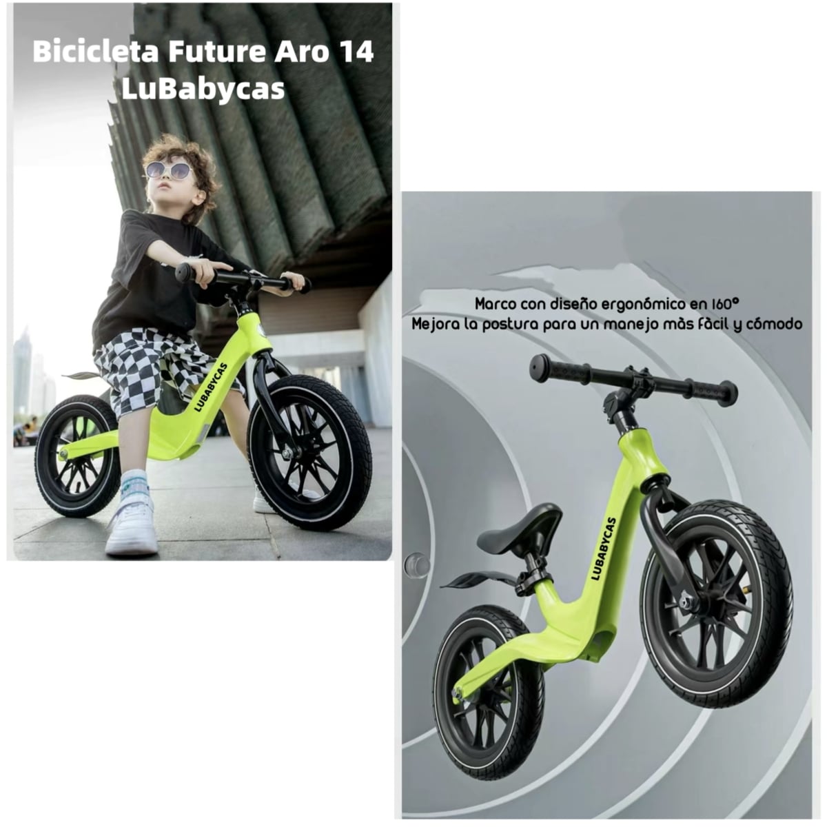 BICICLETA DE EQUILIBRIO 3-8 AÑOS ARO 14 NEGRA LUBABYCAS - 2