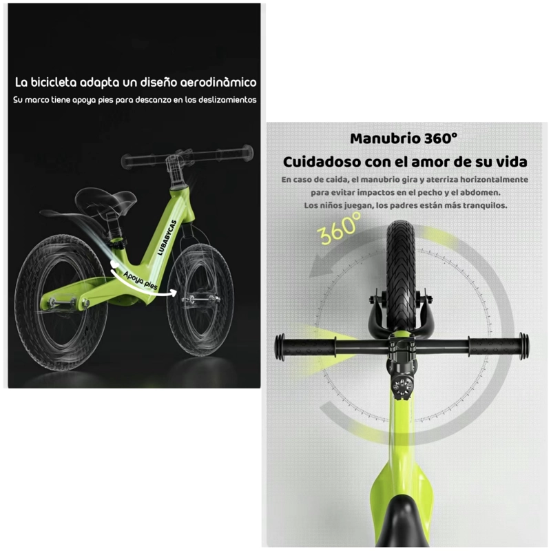 BICICLETA DE EQUILIBRIO 3-8 AÑOS ARO 14 ROSADA LUBABYCAS - 5
