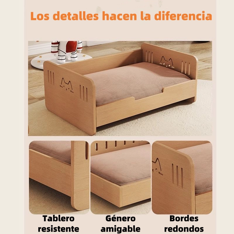 CAMA PARA MASCOTAS MADERA CON COLCHON 40X60CM BY LUBABYCAS - 3