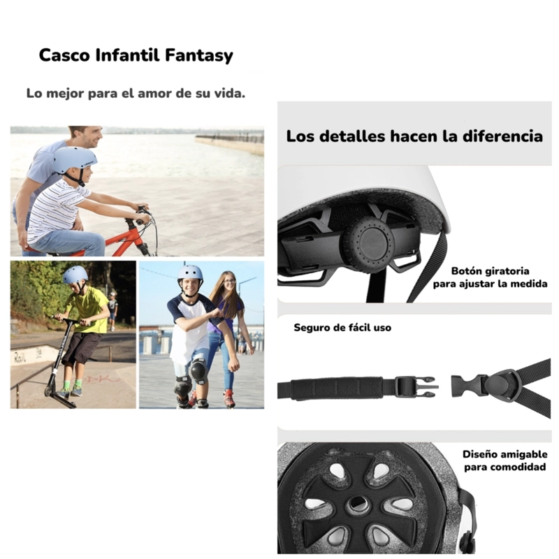 CASCO INFANTIL BICICLETA REGULABLE FANTASY ROSADO LUBABYCAS - 3