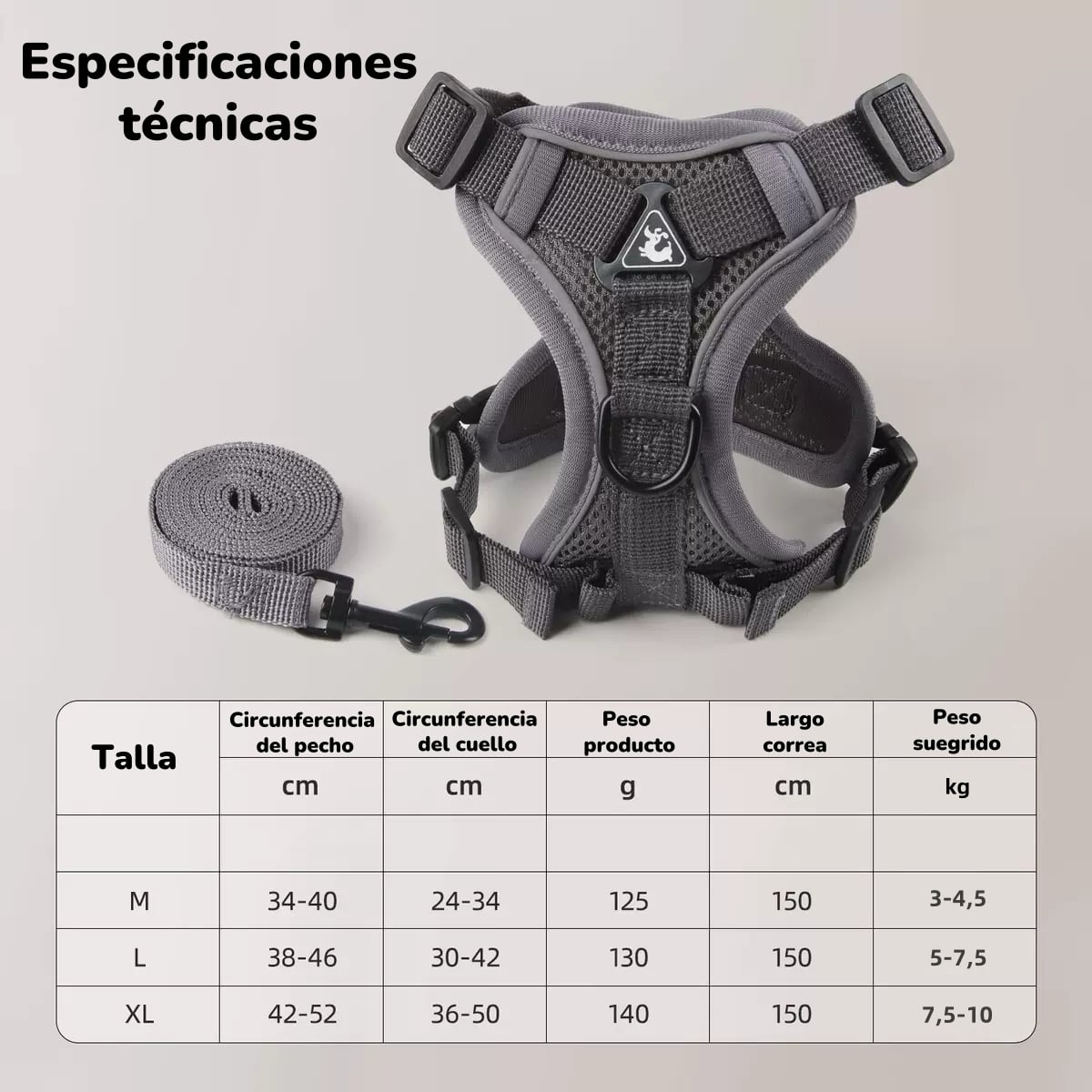 ARNE S PARA PERRO AJUSTABLE CON CORREA REFLECTANTES M - 8
