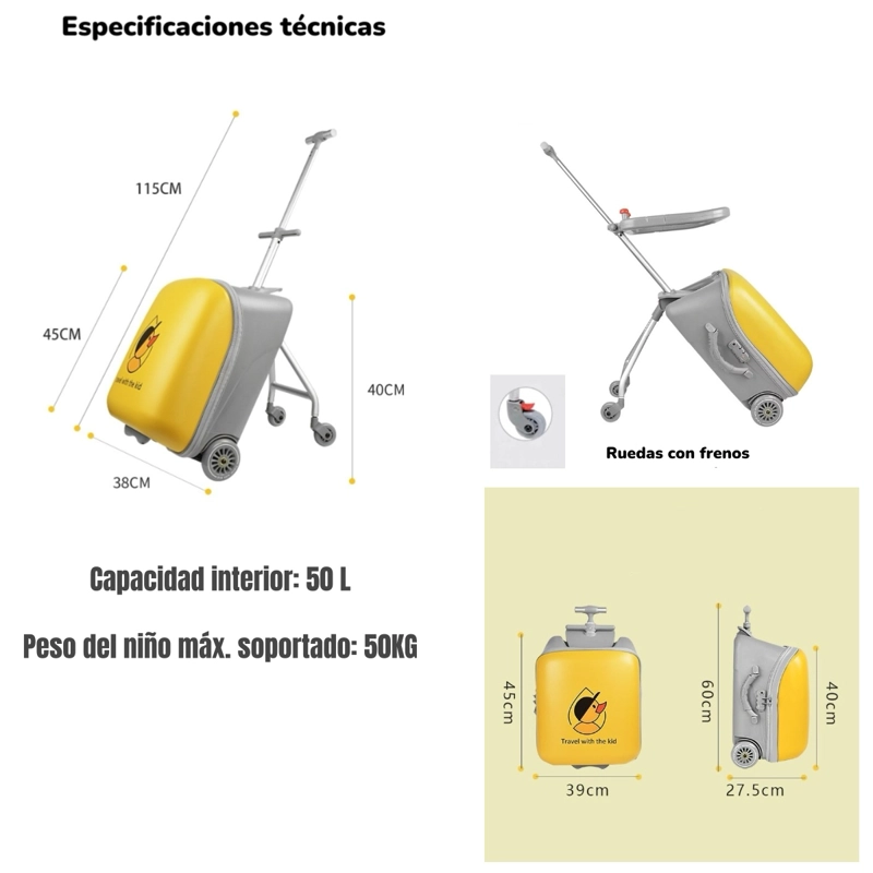 MALETA DE VIAJE INFANTIL CONVERTIBLE 2 EN 1 BY LUBABYCAS - 8
