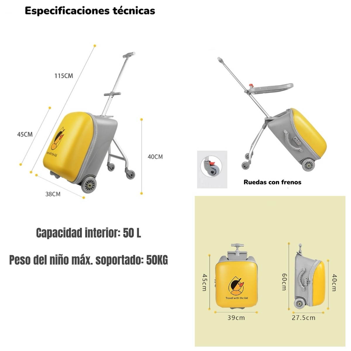 MALETA DE VIAJE INFANTIL CONVERTIBLE 2 EN 1 BY LUBABYCAS - 8