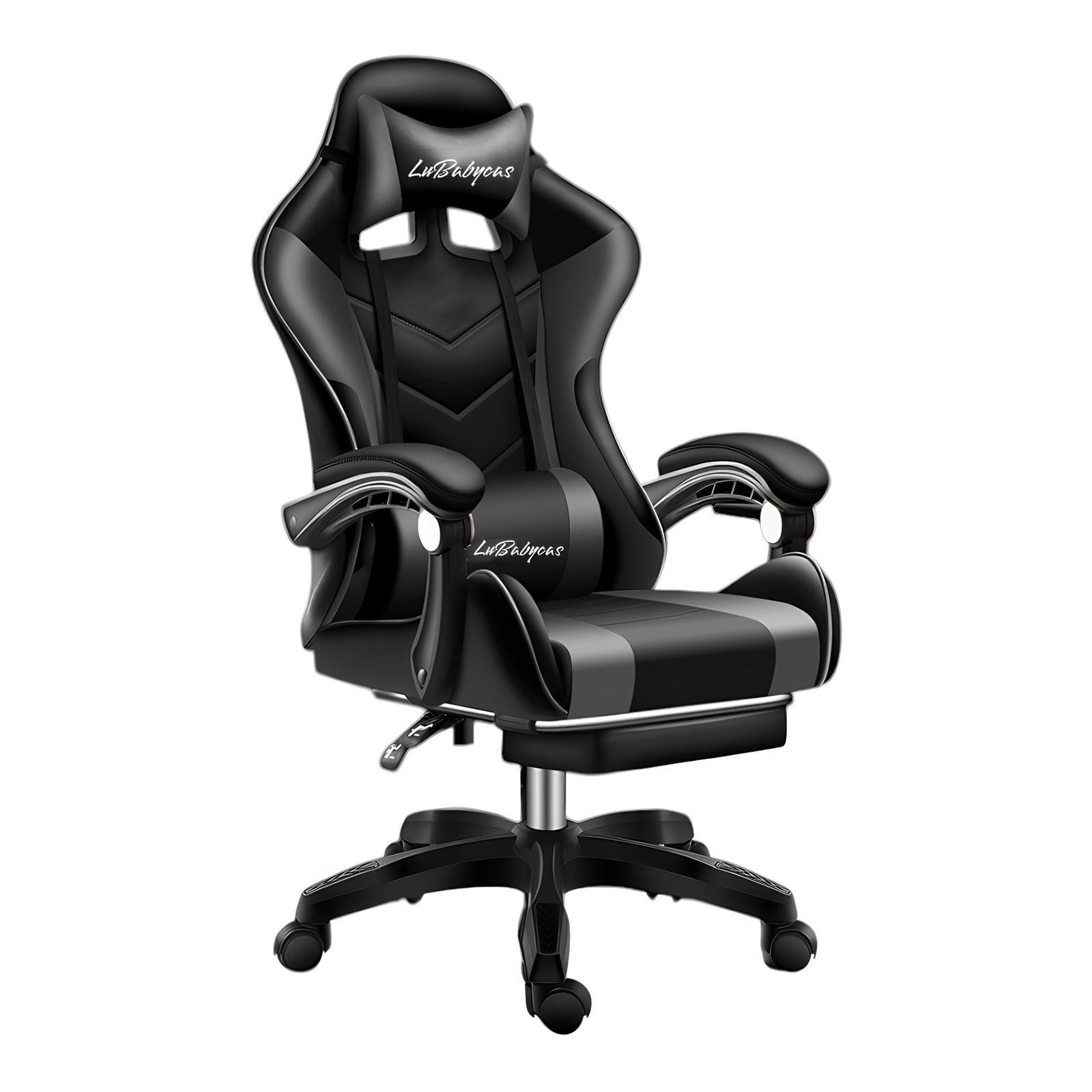 SILLA GAMER RECLINABLE CON REPOSA PIES NEGRA LUBABYCAS - 1