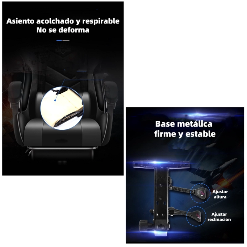 SILLA GAMER RECLINABLE CON REPOSA PIES ROSADA LUBABYCAS - 5
