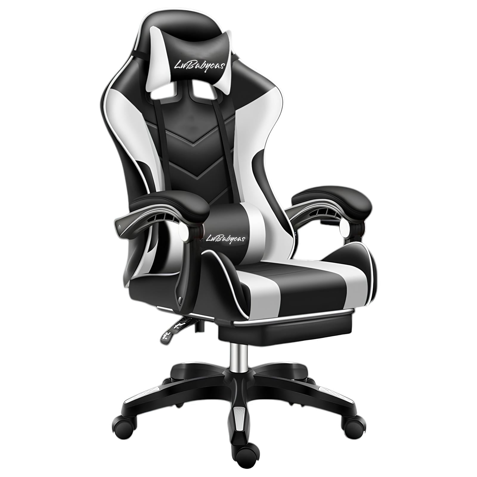 SILLA GAMER RECLINABLE CON REPOSA PIES BLANCA LUBABYCAS - 1