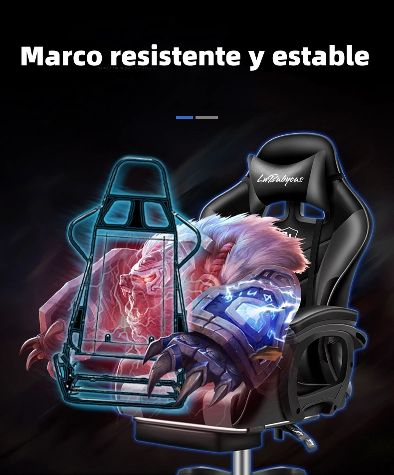 SILLA GAMER RECLINABLE CON REPOSA PIES BLANCA LUBABYCAS - 7