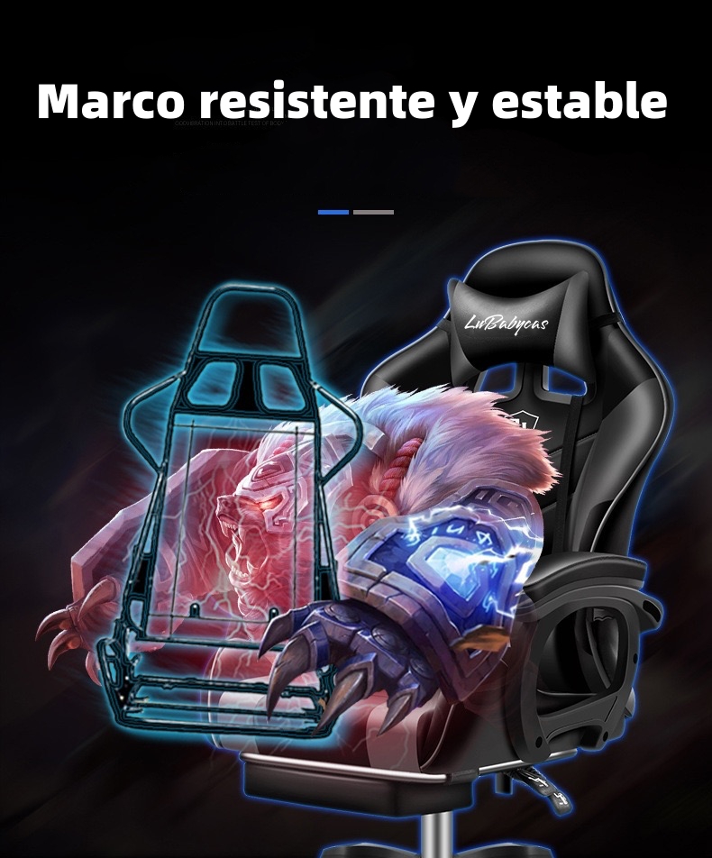 SILLA GAMER RECLINABLE CON REPOSA PIES ROJA LUBABYCAS - 7