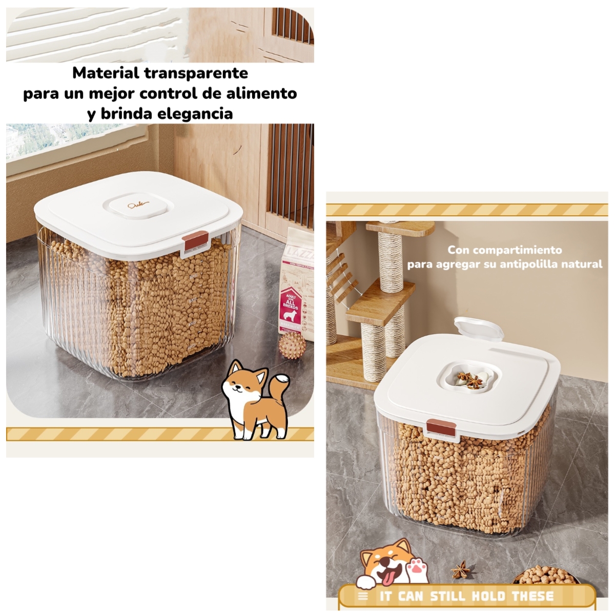 CONTENEDOR DE ALIMENTOS PARA MASCOTAS 30KG BY LUBABYCAS - 6