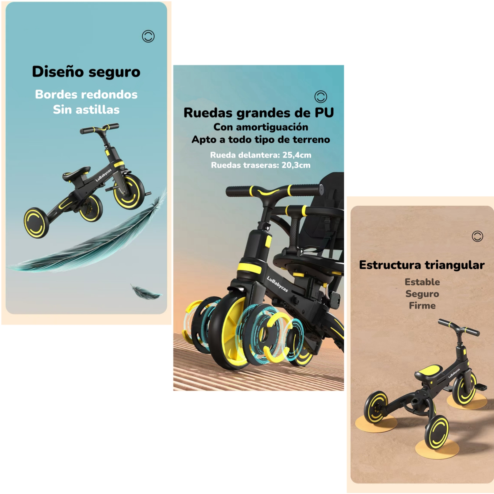 TRICICLO BALANCE PLEGABLE CON BOLSO 9 EN 1 LUBABYCAS ROSADO - 4