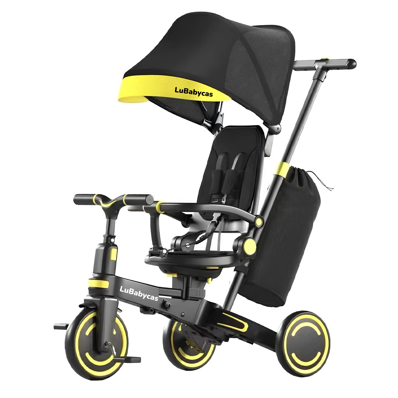 TRICICLO BALANCE PLEGABLE CON BOLSO 9 EN 1 LUBABYCAS NEGRO - 1