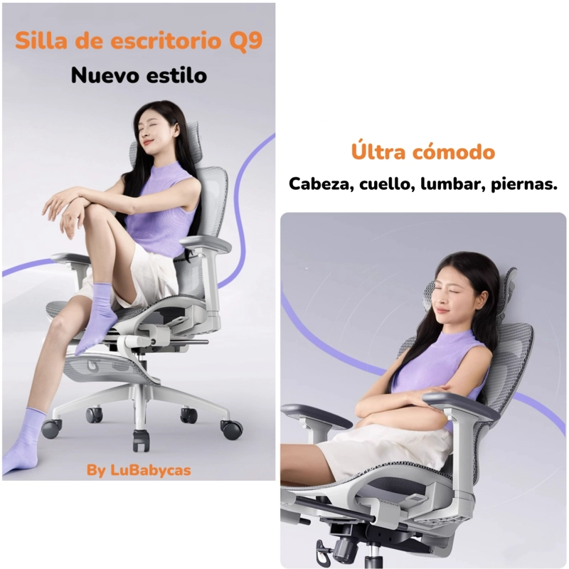 SILLA DE ESCRITORIO RECLINABLE REPOSAPIES Q9 BY LUBABYCAS - 2