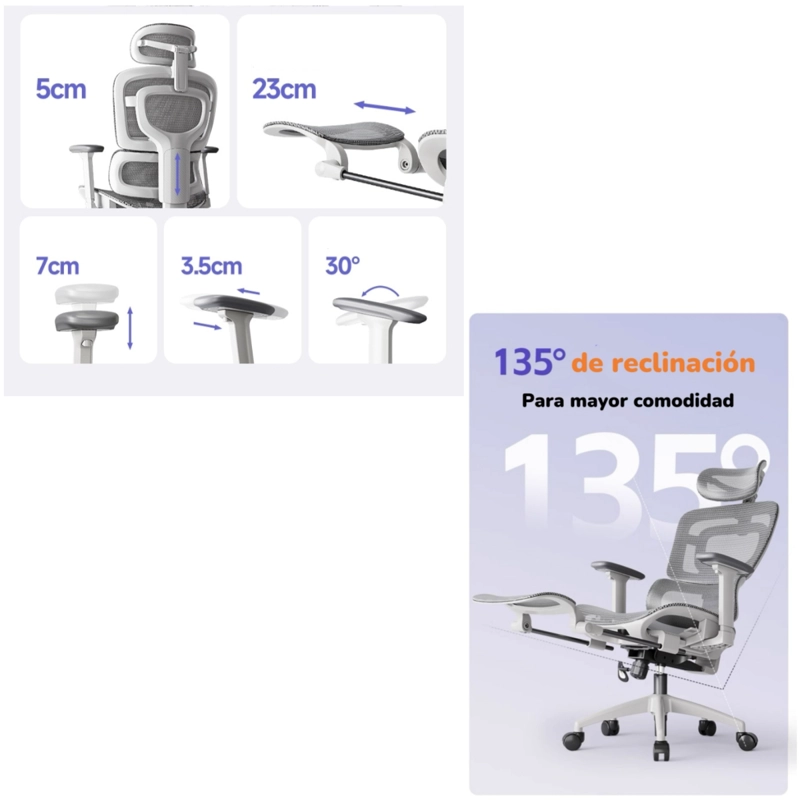 SILLA DE ESCRITORIO RECLINABLE REPOSAPIES Q9 BY LUBABYCAS - 4