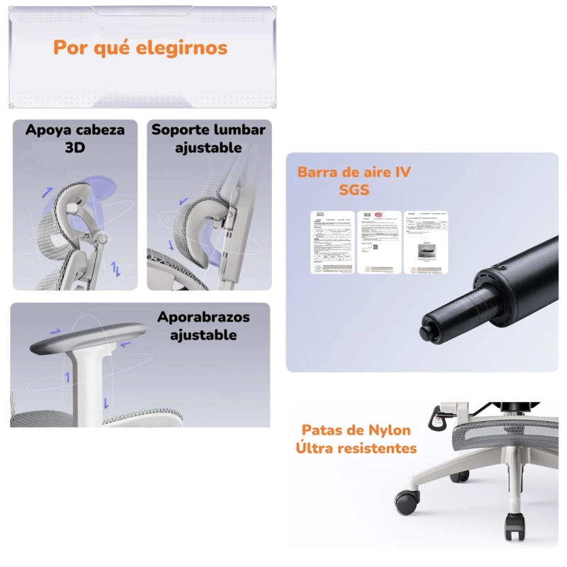 SILLA DE ESCRITORIO RECLINABLE REPOSAPIES Q9 BY LUBABYCAS - 5