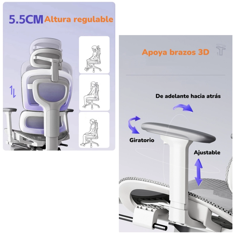 SILLA DE ESCRITORIO RECLINABLE REPOSAPIES Q9 BY LUBABYCAS - 6
