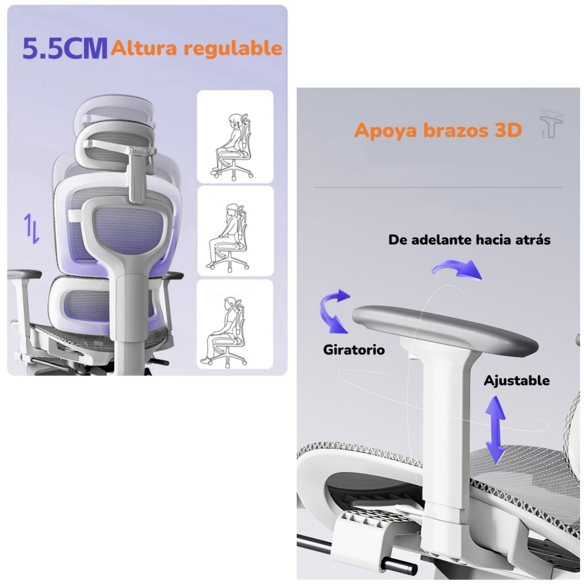 SILLA DE ESCRITORIO RECLINABLE REPOSAPIES Q9 BY LUBABYCAS - 6