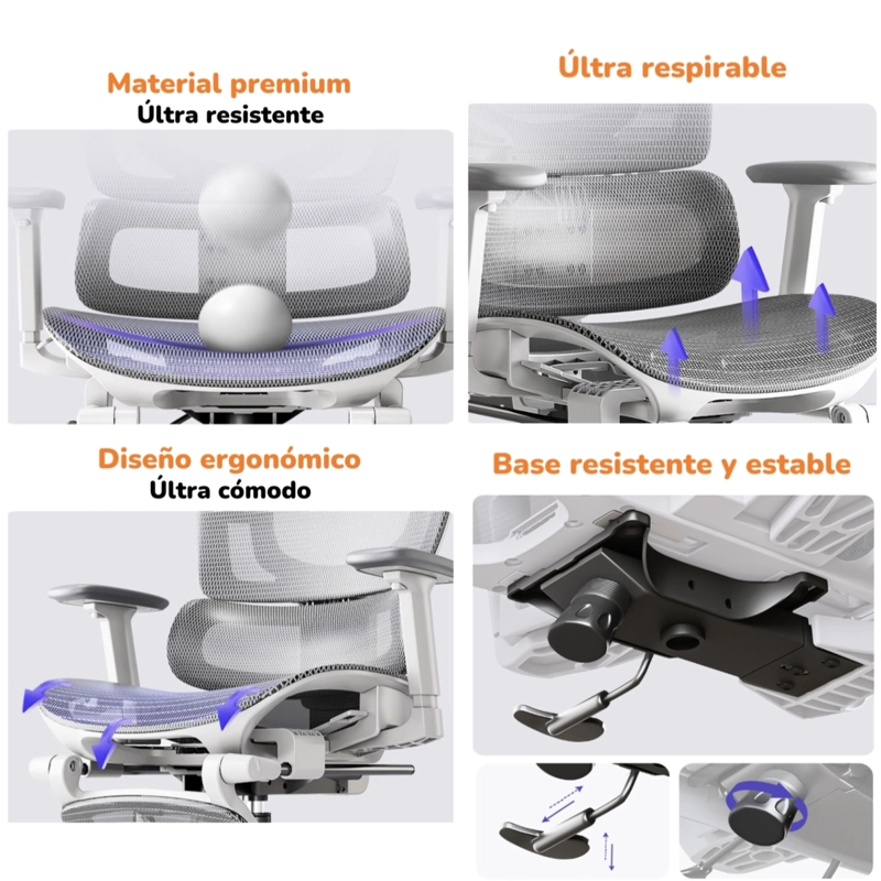 SILLA DE ESCRITORIO RECLINABLE REPOSAPIES Q9 BY LUBABYCAS - 8
