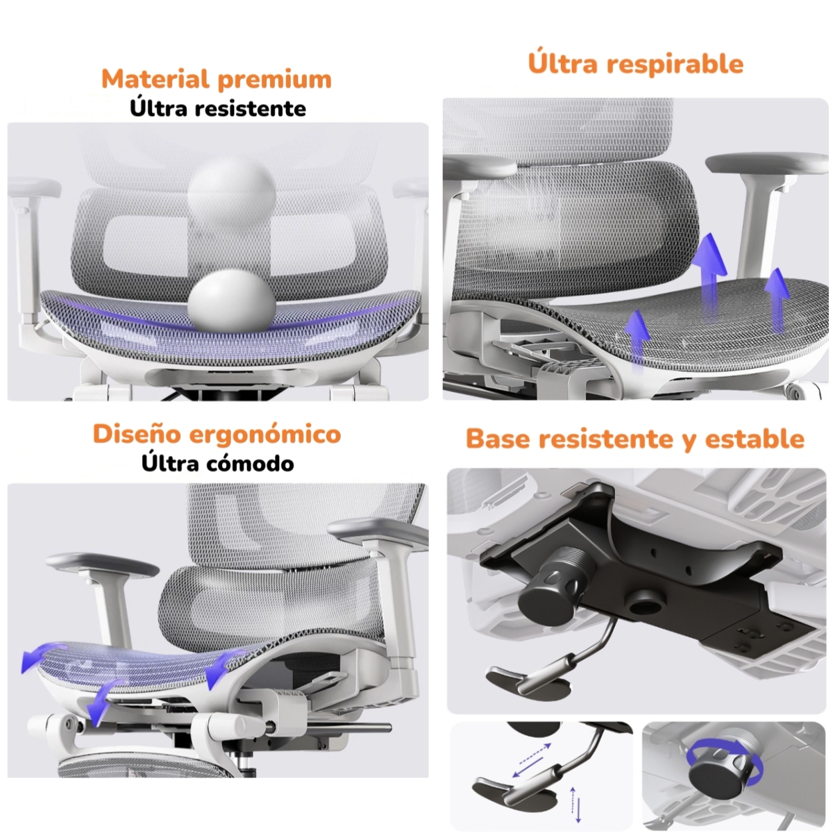 SILLA DE ESCRITORIO RECLINABLE REPOSAPIES Q9 BY LUBABYCAS - 8