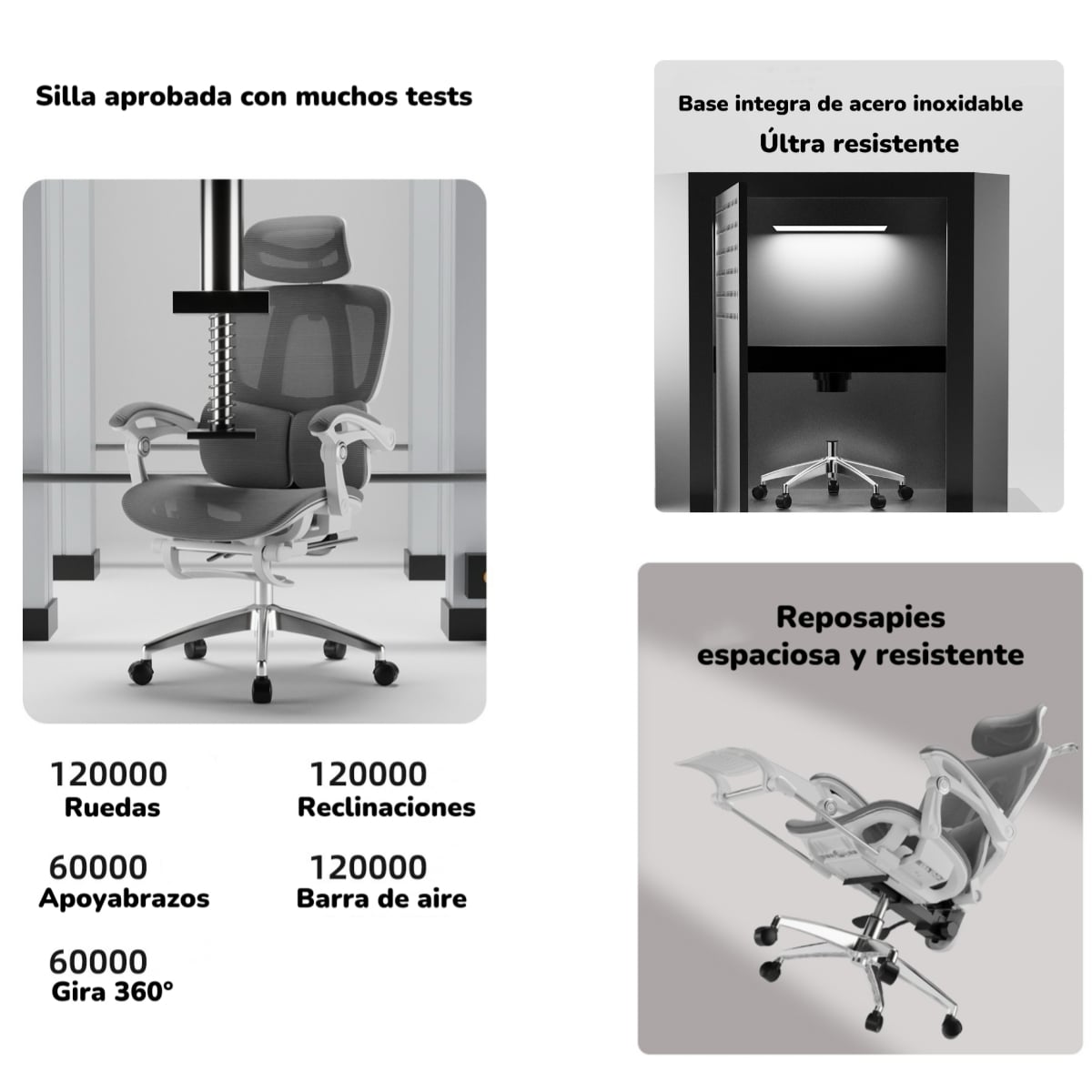 SILLA DE ESCRITORIO RECLINABLE REPOSAPIES E06NEGRA LUBABYCAS - 4