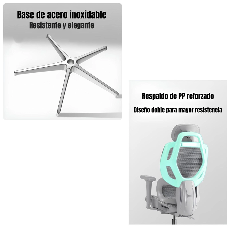 SILLA DE ESCRITORIO RECLINABLE PREMIUM E13 GRIS LUBABYCAS - 6