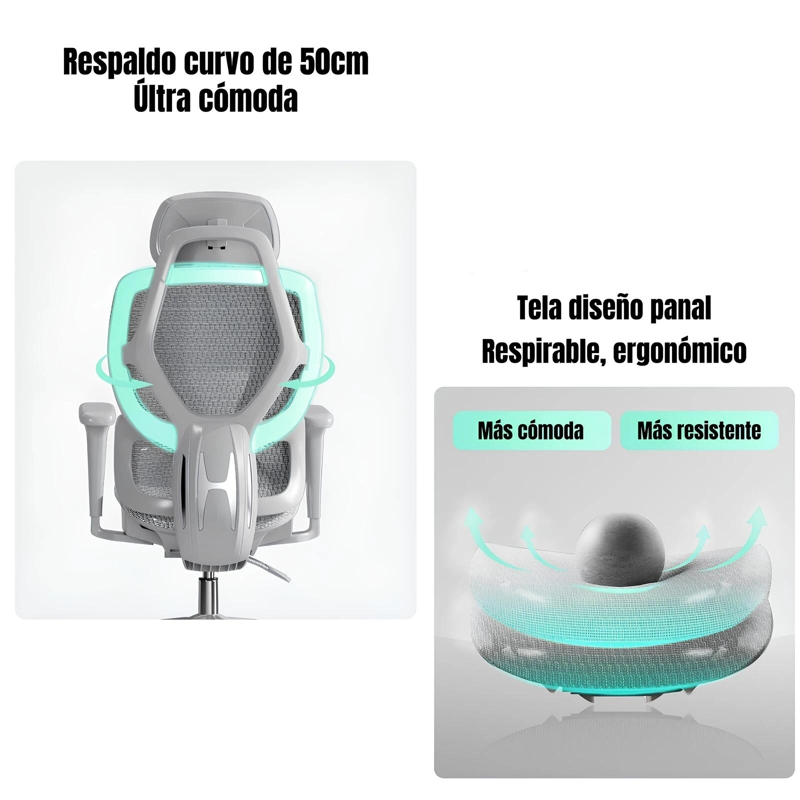 SILLA DE ESCRITORIO RECLINABLE PREMIUM E13 GRIS LUBABYCAS - 7
