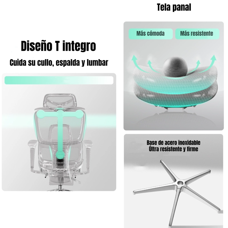SILLA DE ESCRITORIO RECLINABLE E14 GRIS LUBABYCAS - 5