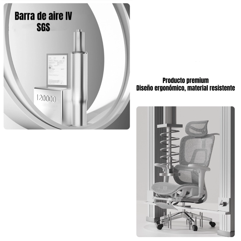 SILLA DE ESCRITORIO RECLINABLE E14 GRIS LUBABYCAS - 7