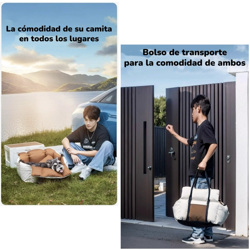 BOLSO DE ASIENTO PORTATIL TRANSPORTADOR 3 EN 1 MASCOTA AUTO - 4