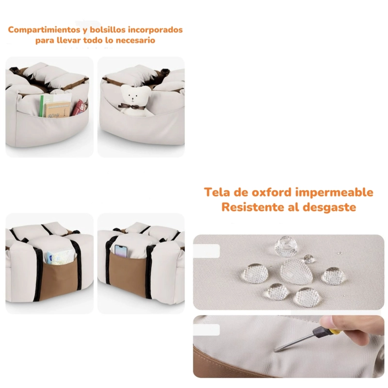 BOLSO DE ASIENTO PORTATIL TRANSPORTADOR 3 EN 1 MASCOTA AUTO - 5