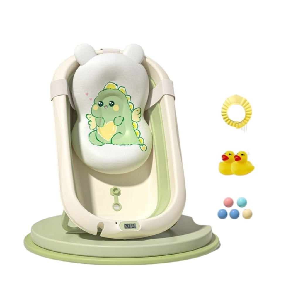 BAÑERA CON TERMÓMETRO Y COJÍN PREMIUM VERDE LUBABCYAS - 1