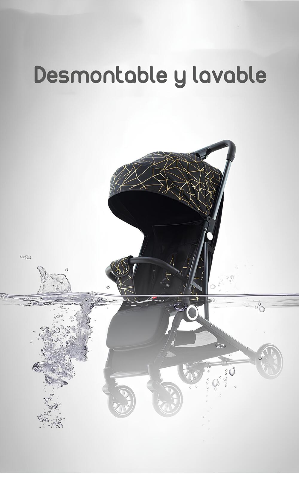 COCHE DE PASEO ÚLTRA COMPACTO CON POSA VASO LUBABYCAS NEGRO - 8
